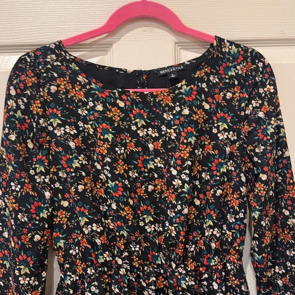 J Crew Mercantile black floral dress, size 2